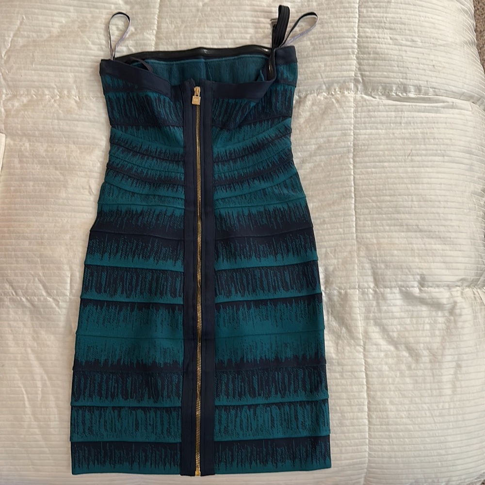 Herve Leger Lesley Ombré / Faded-Stitch Strapless Bandage Dress 👗 Small ❤️ HL - Picture 9 of 17